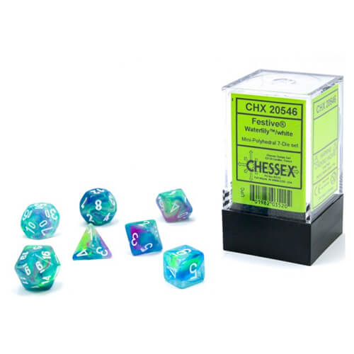 Chessex Mini Dice Festive Waterlily/White Set of 7 (20546)